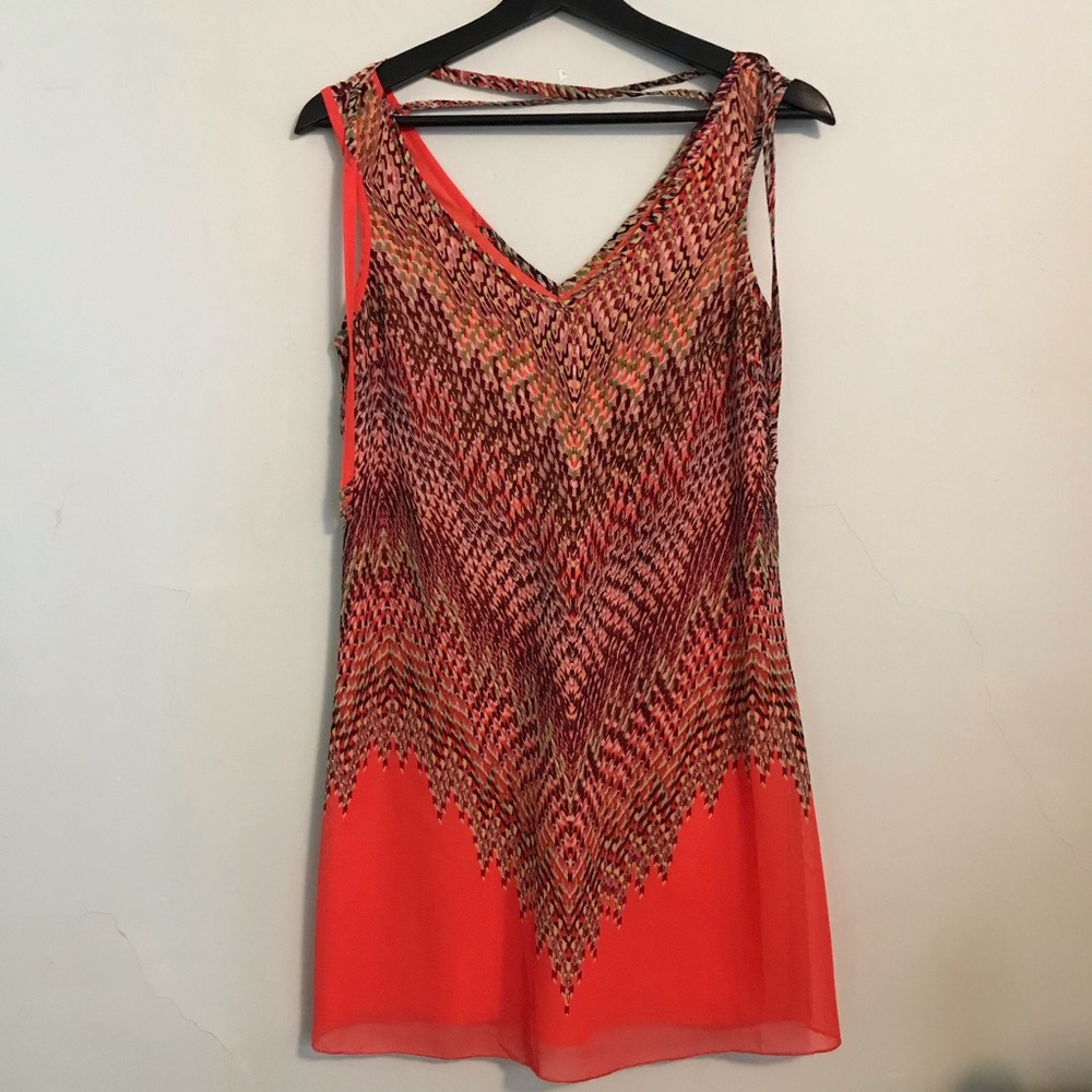 Flowy Orange Sleeveless Dress Size M